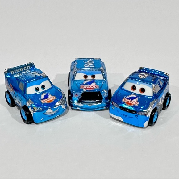 Disney Cars Diecast Mini Racers Metallic Blue Dinoco Series 2016 Mattel - Picture 1 of 16